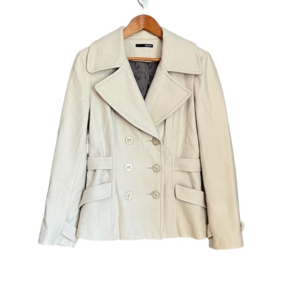 ‎Seduce cream wool blend coat
